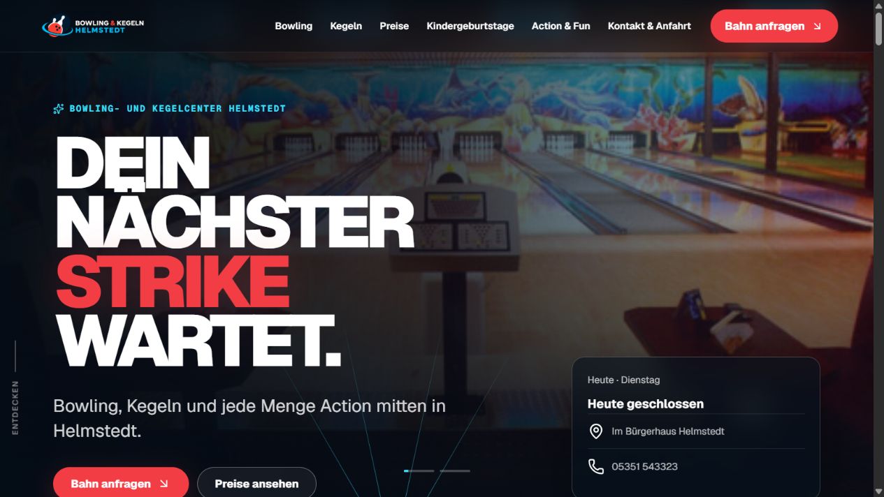 Vorschau der Website BOWLING HELMSTEDT
